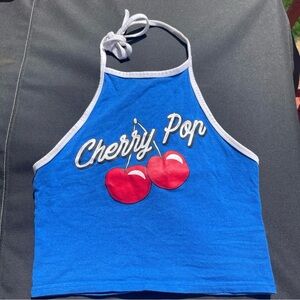 Blue Cherry Pop Halter Top